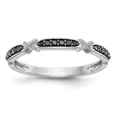 14K White Gold Black Diamond Band - 7